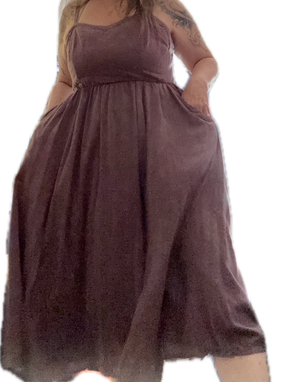 torrid Plum Midi Dress with Subtle Pattern - Picture 7 of 7
